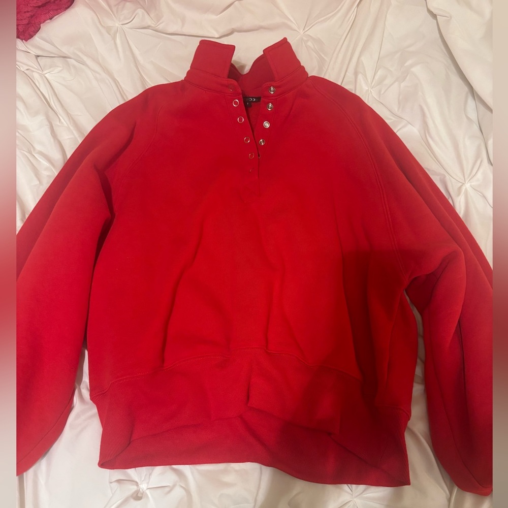 Small Red Quarter Snap Sweatshirt